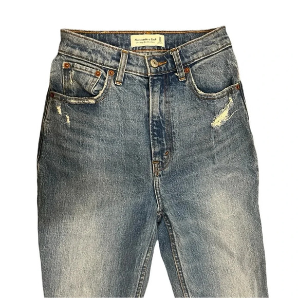 Abercrombie & Fitch Distressed Blue Wide Leg Jeans - Picture 5 of 8